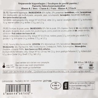 Delhaize | Filet | Kip | Gepaneerd | A la minute 500 gr