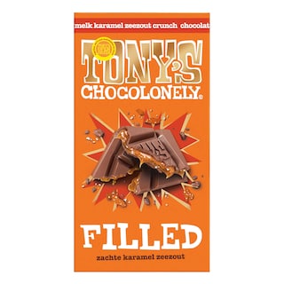 Tony's Chocolonely | Chocolade|Melk|Gevuld met karamel zeezout 135 gr