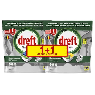 Dreft | Platinum All in One | Capsules lave-vaisselle | Citron | 1+1 