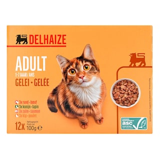 Delhaize | Aliment chat | Gelée | Mix | 12x100g 12 x 100 gr