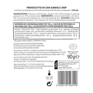 Delhaize | Prosciutto di S. Daniele | Tranches | MP 90 gr