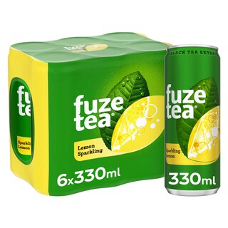 Fuze Tea | Black Tea | Pétillant | Thé noir | Lemon | Canette 6 x 33 cl