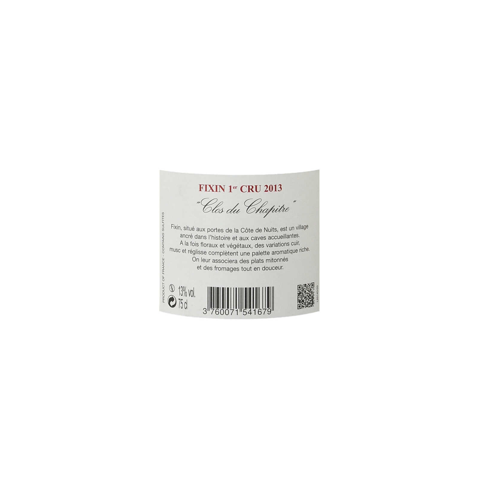 FR BOURGOGNE COTE DE NUITS | Côte de Nuits | Fixin 1er Cru Clos Chapitre 2013 