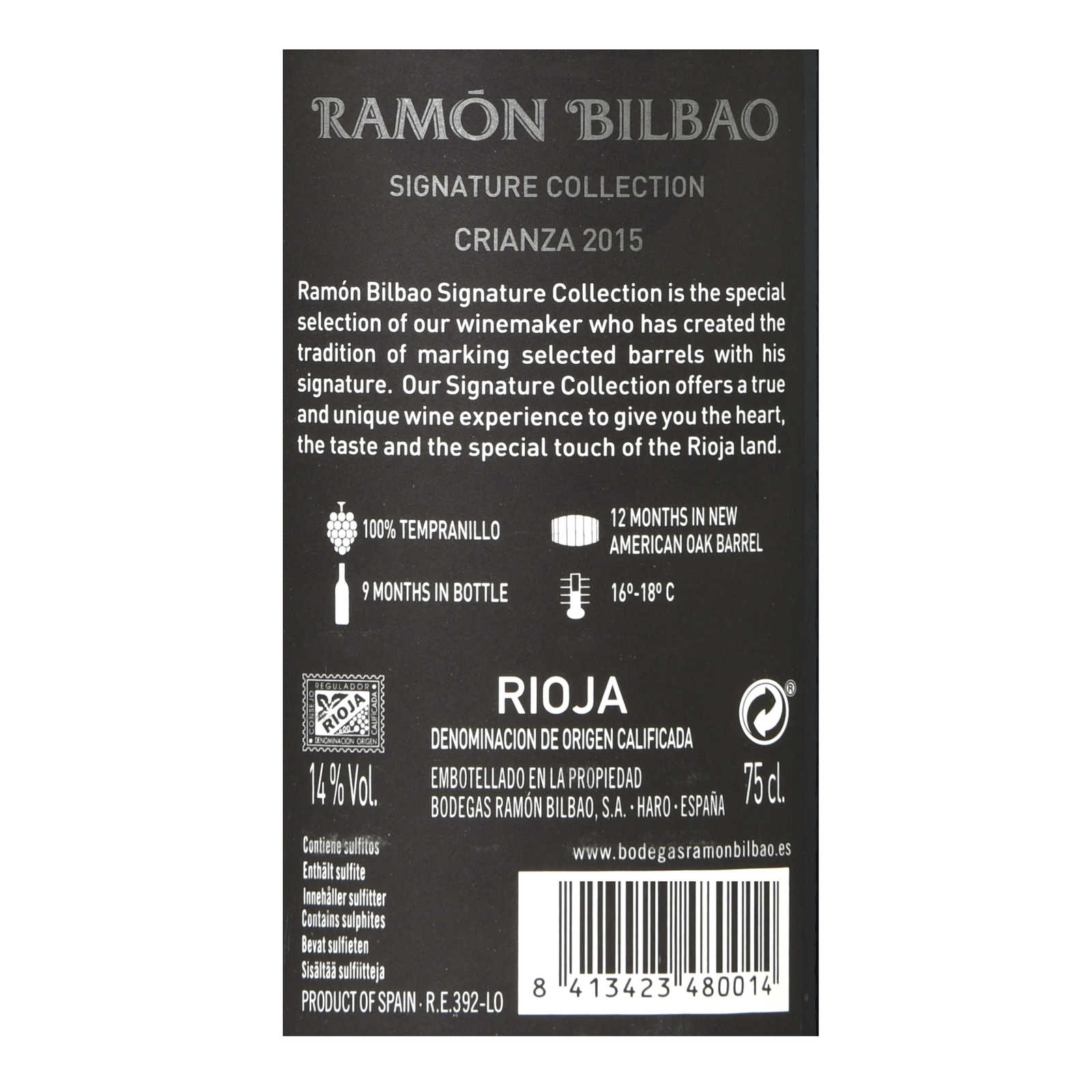 Espagne - Spanje | Rioja | Ramon Bilbao Crianza 2015 