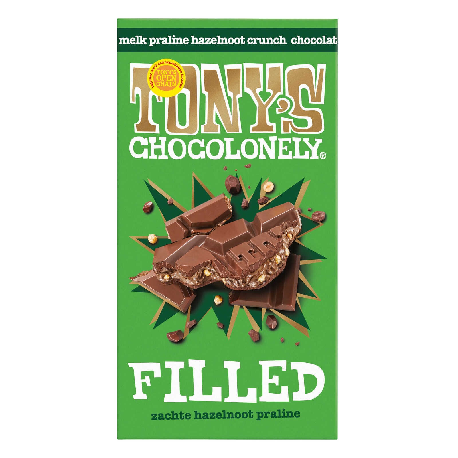 Tony's Chocolonely Chocolade | Melk | Gevuld met hazelnoot