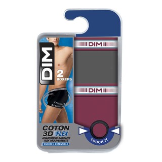 Dim | Boxer | Coton | Gris-Rouge | T.3 