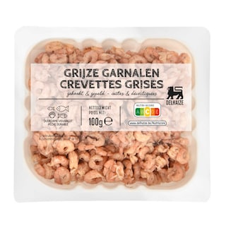 Delhaize | Grijze garnalen | Gekookt - gepelt | Noordzee 100 gr