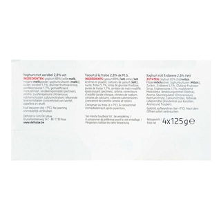 Delhaize | Yoghurt | Vol | Aardbei 4 x 125 gr