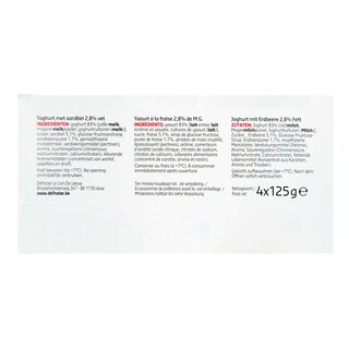 Delhaize | Yoghurt | Vol | Aardbei 4 x 125 gr