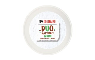 Delhaize | Pâte à tartiner | Duo | Blanc & noisettes 