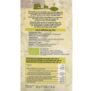 Delhaize | Bio | Kruidenthee | Linde | Zakjes | Bio 20 x 1,6 gr