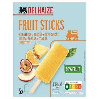 Delhaize | Glace aux fruits | Orange | Passion | Stick 5 x 55 gr