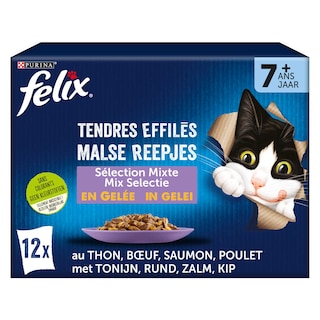 Felix | Malse Reepjes | Kattenvoeding | Senior | Gelei | Mix 12 x 85 gr