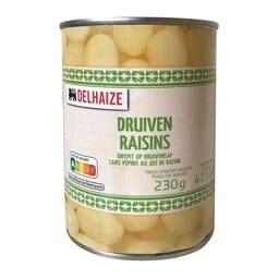 Delhaize | Druiven | Ontpit | Lichte siroop | Blik 