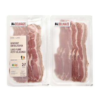 Delhaize | Gerookt ontbijtspek 2x100g 