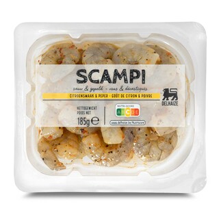 Delhaize | Scampis | Crus | Saveur citron & poivre 185 gr