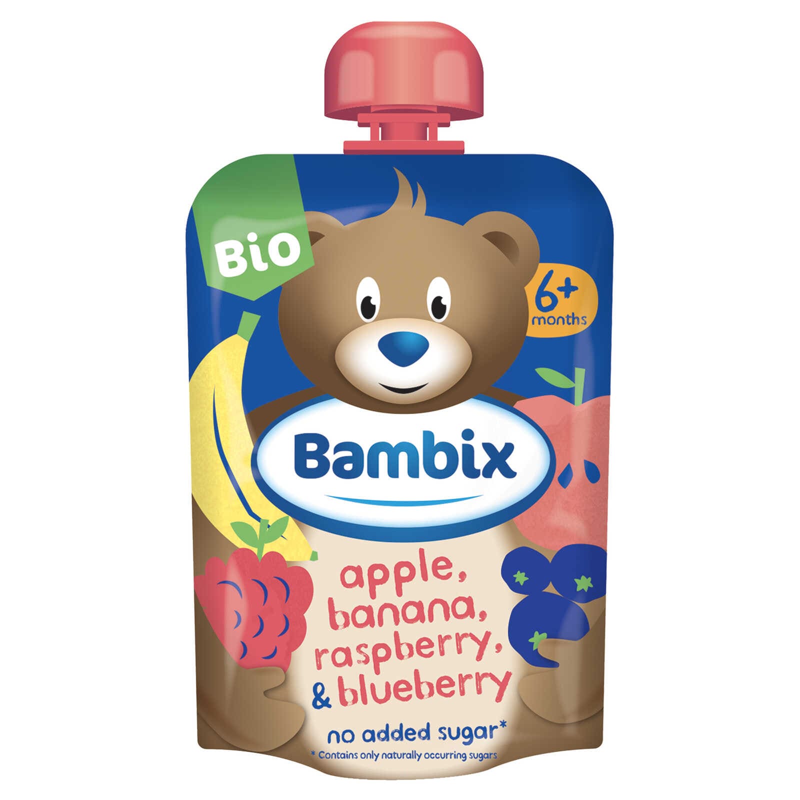 Bambix Knijpzakje | Framboos Blauwe Bes | 6M | Bio