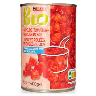 Delhaize | Bio | Tomaten | Gepeld | Blokjes | Bio 