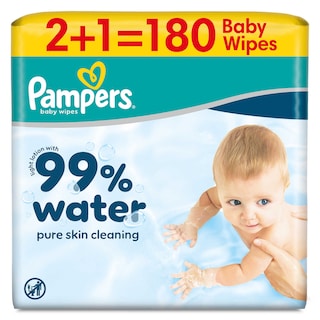 Pampers | Aqua pure | Lingettes | 99% Eau | 2+1 