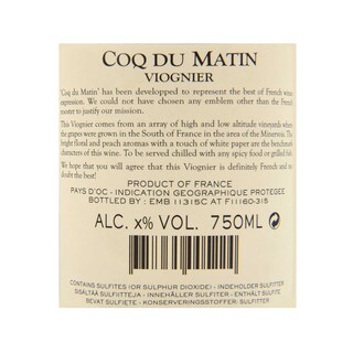 France - Frankrijk | Midi de la France - Oc IGP | Coq Du Matin IGP D'Oc Viognier 18 