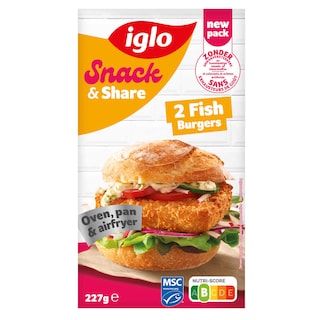 Iglo | Snack & Share | Burgers | Visfilet | 2 stuks 227 gr