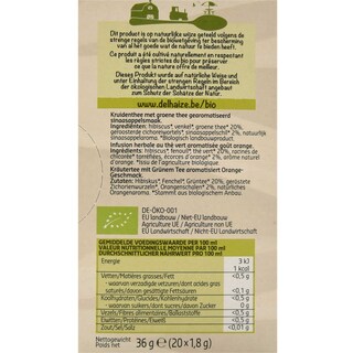 Delhaize | Bio | Tisane | Ventre plat | Sachets | Bio 