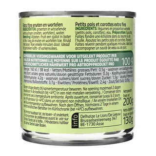 Delhaize | Petits pois-Carottes | Extra fins | Boîte 