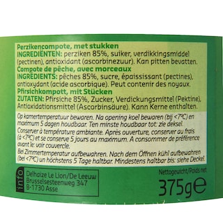 Delhaize | Compote | Perziken | Stukken 
