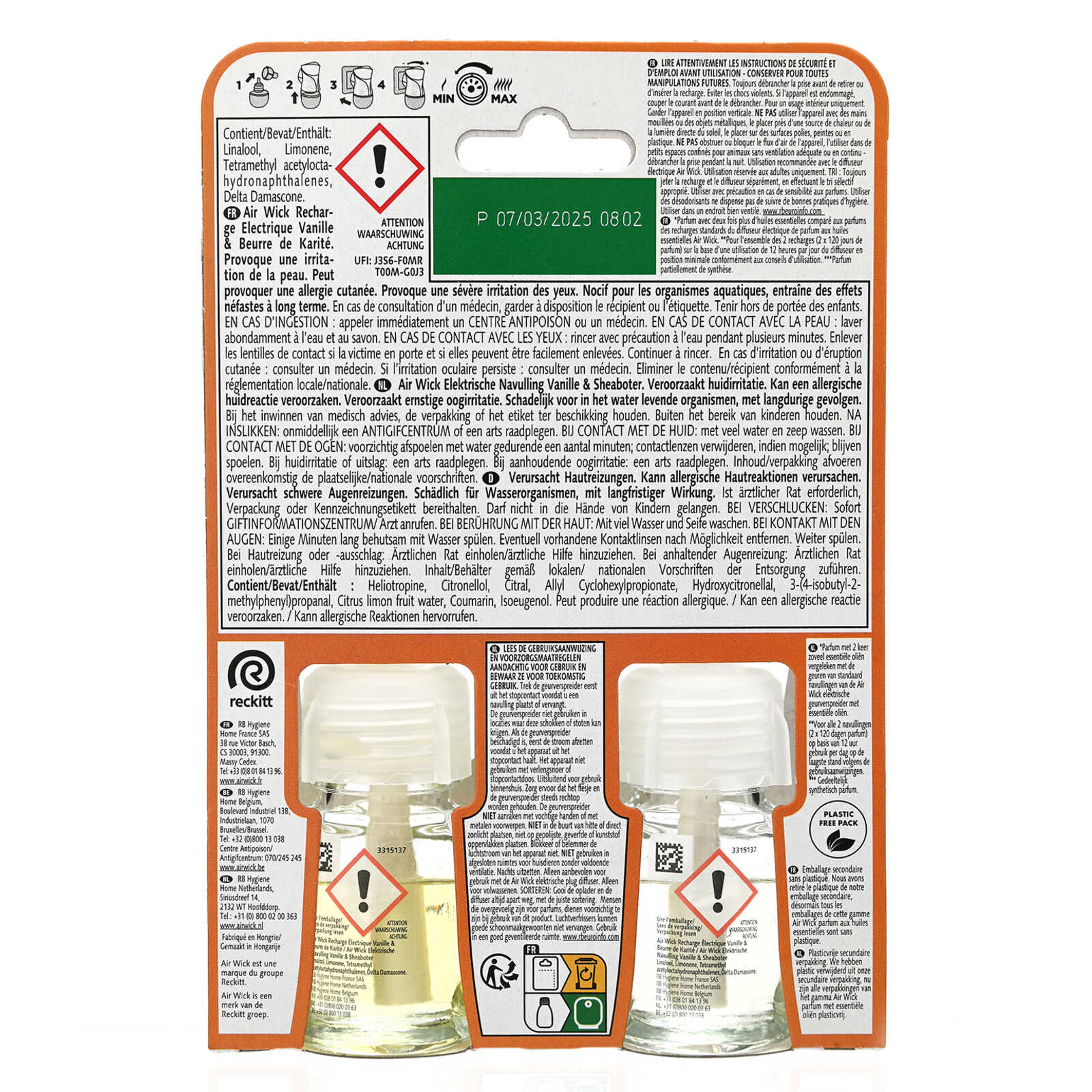 Air Wick Désodorisant Maison Spray Automatique Sans Gaz Active Fresh - 1 Diffuseur + 2 Recharges