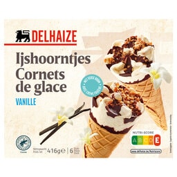 Delhaize | Cornet vanille. 6 x 12 cl