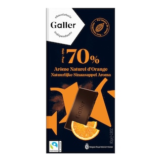 Galler | Chocolade | Tablet | Puur 70% | Sinaasappel | FT 
