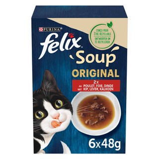 Felix | Soupe | Aliment Chat | Adulte | Viandes 6 x 48 gr