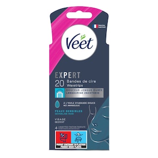 Veet | Expert | Bandes cire froide | Visage 20 pc