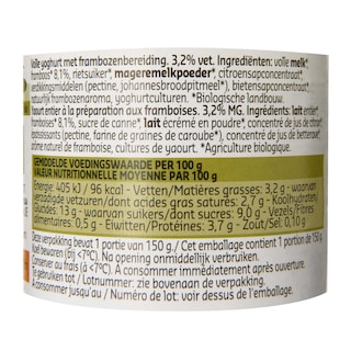 Delhaize | Bio | Yaourt | Entier | Framboise | Bio 