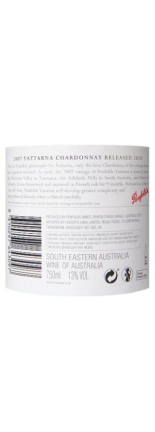 Australia - South Eastern | PENFOLDS | Yattarna chardonnay 2007 blanc 