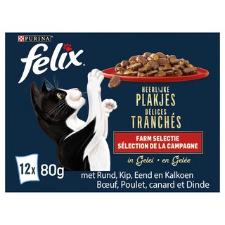 Felix | Heerlijke Plakjes | Kattenvoeding | Gelei |  Farm Selectie 12 x 80 gr