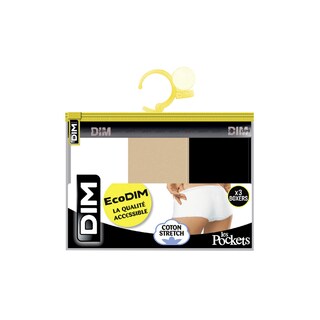 Dim | EcoDIM | Boxers coton | wit/beige/zwart | 36/38 