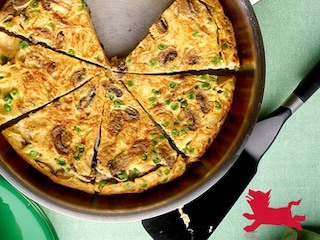 Frittata met champignons, erwtjes en ricotta