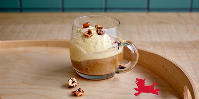 Affogato aux noisettes caramélisées