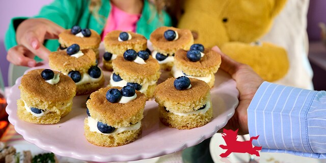 Mini-sponge cakes met blauwe bessen