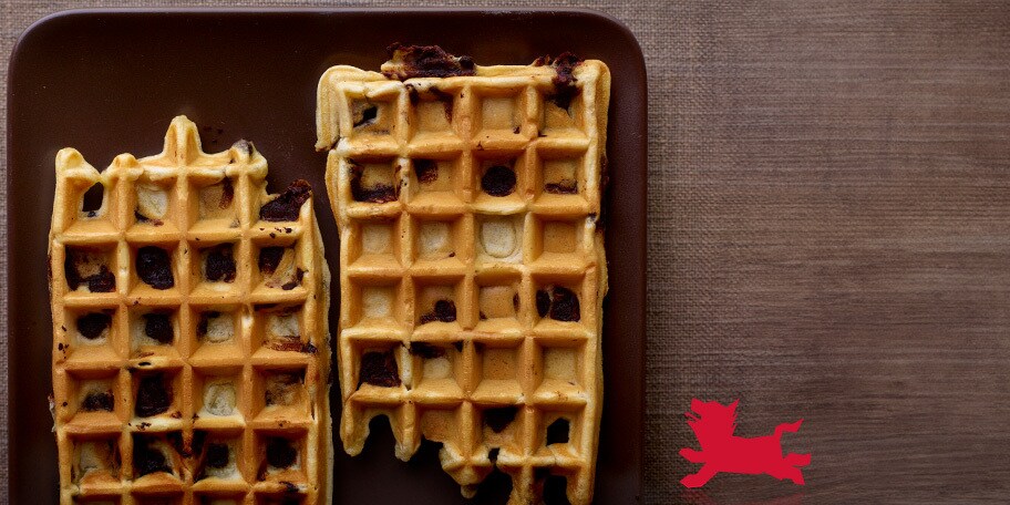 Wafels met verse kaas en chocolade