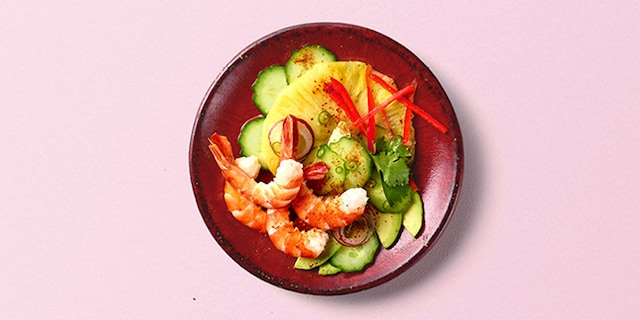 Salade de crevettes à l’ananas frais