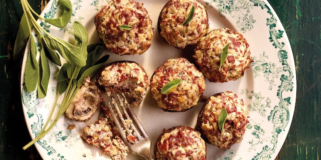 Gevulde champignons met geitenkaas