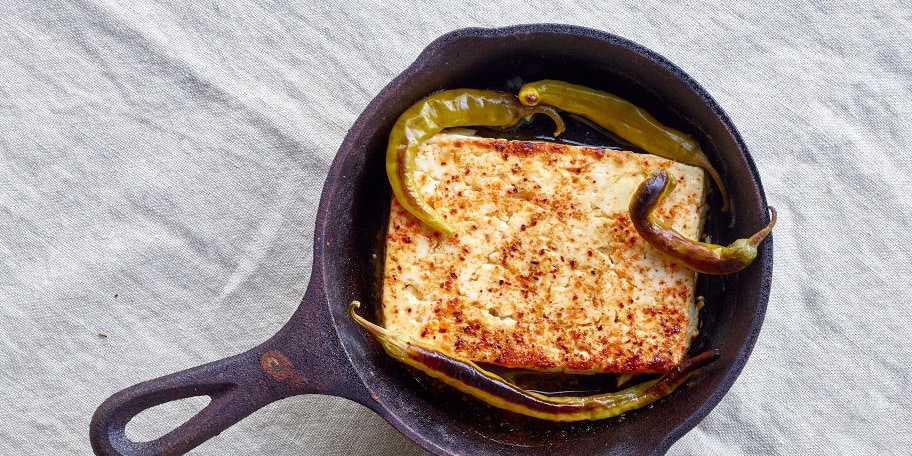 Gegrilde feta met chili