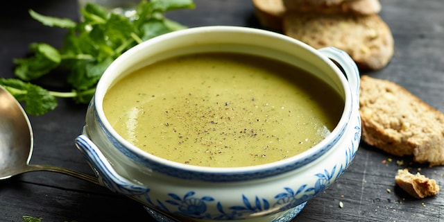 Velouté van sperziebonen met munt