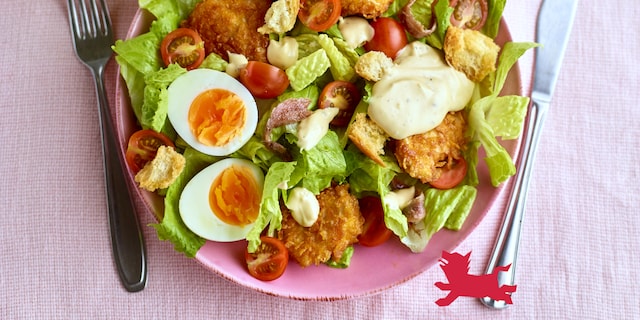 Caesarsalade met kipnuggets