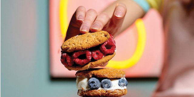 Ice cream sandwiches met vruchten