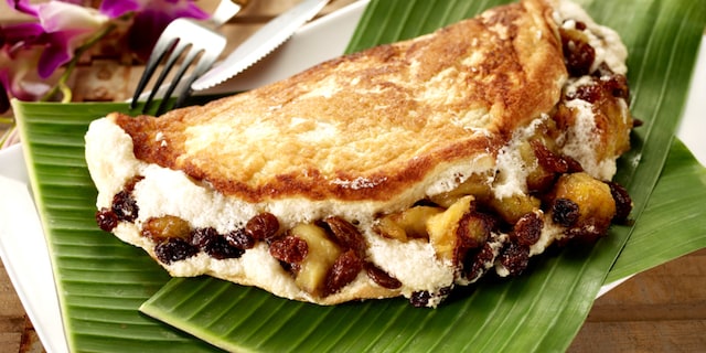Antilliaanse omelet geflambeerd met rum
