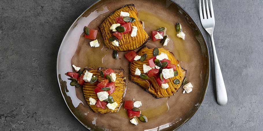 Gegrilde butternut met tomaten en feta