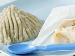 Kabeljauw in papillot, venkel zoete aardappelpuree 